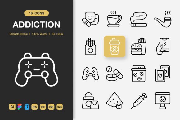 Addiction Outline Icon: Clean Vector Assets for Every Creative Challenge