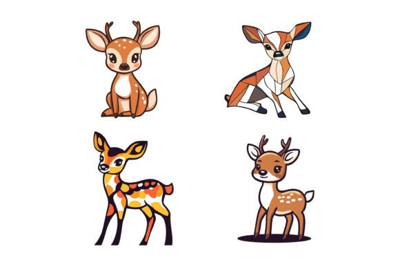 Cartoon Deer Collection Set: Friendly Vector Illustrations That Fit Right Into Your Projects
