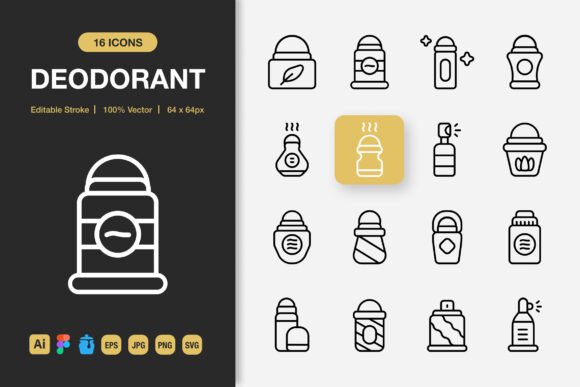 Deodorant Outline Icons for Modern Design Projects