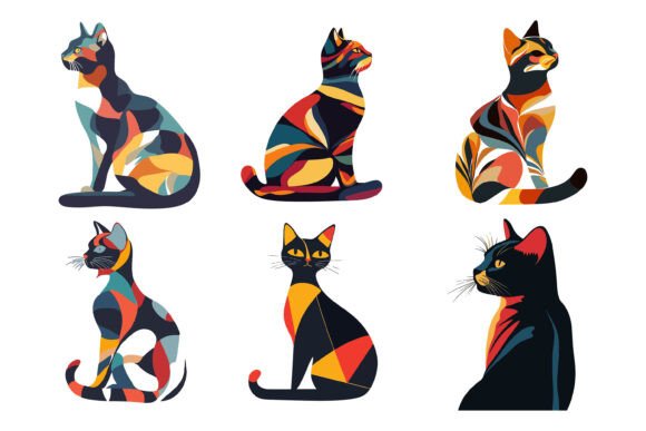 Designing with Digital Precision: How Colorful Cat Illustrations Elevate Creative Projects