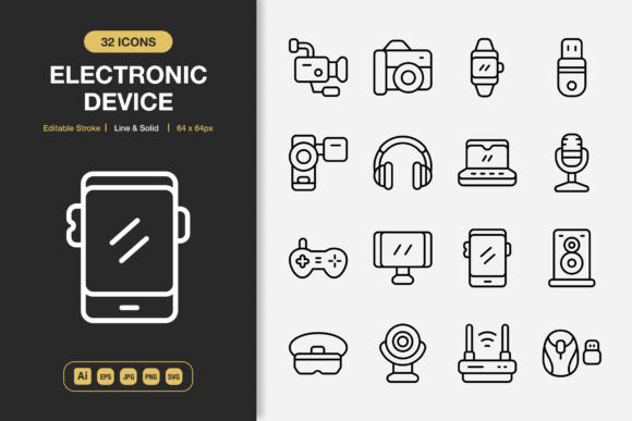Electronic Device Icons: Streamlining Visual Communication with a Versatile Icon Set
