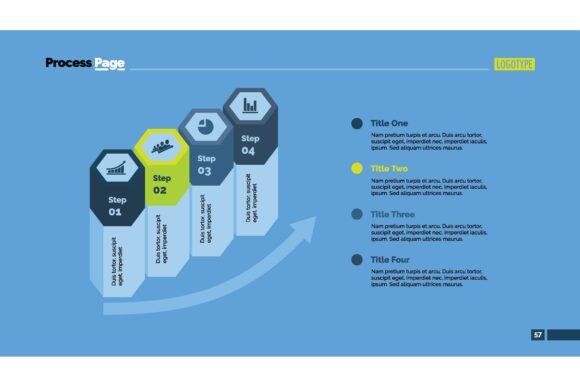 Four Hexagon Columns Process Chart Slide