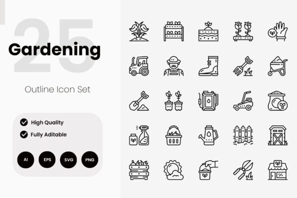 Gardening Outline Icon Pack