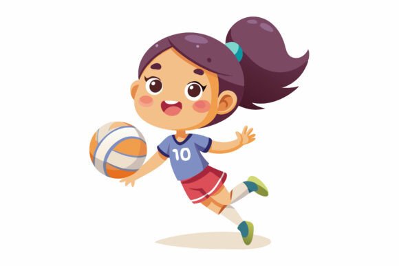 Happy Cute Kid Girl Playing: A Vibrant Vector Illustration for Playful Designs