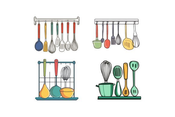 Set Kitchen Cutlery Hanging: A Practical AI EPS Resource for Design Projects